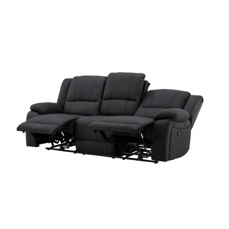 SINGAPORE 3 pers, recliner sofa med indbygget skammel - sort