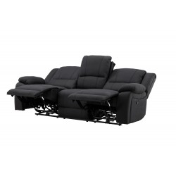 SINGAPORE 3 pers, recliner sofa med indbygget skammel - sort