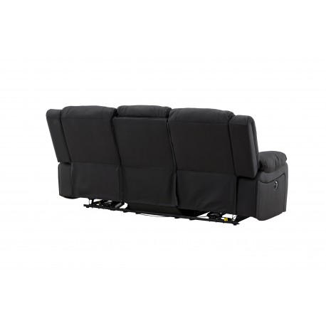 SINGAPORE 3 pers, recliner sofa med indbygget skammel - sort