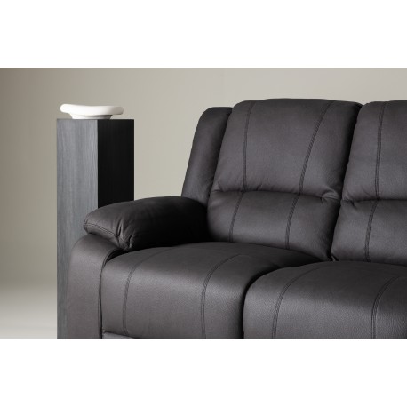 SINGAPORE 3 pers, recliner sofa med indbygget skammel - sort