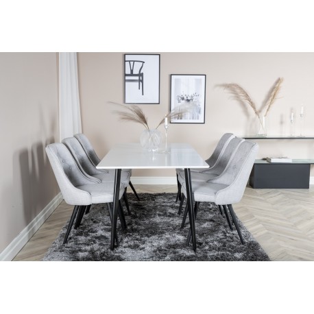 Polar Spisebord 180x90 cm - Hvid med sorte ben