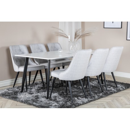 Polar Spisebord 180x90 cm - Hvid med sorte ben