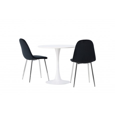 Rundt Spisebordssæt Hamden med 2 stole Polar