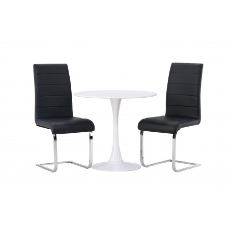 Rundt Spisebordssæt Hamden med 2 stole Tempo
