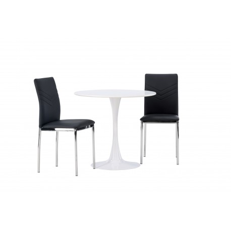 Rundt Spisebordssæt Hamden med 2 stole Lily