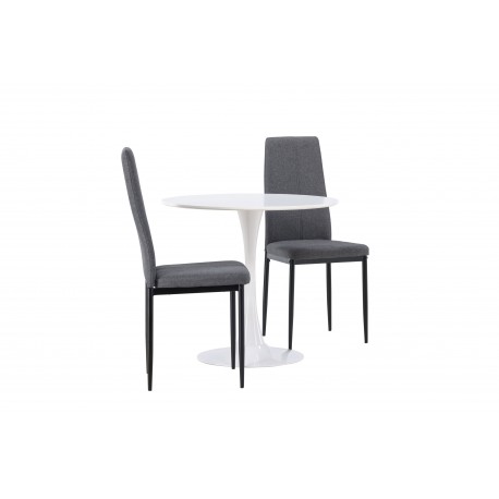 Rundt Spisebordssæt Hamden med 2 stole Petra