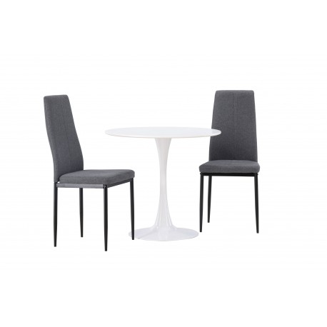 Rundt Spisebordssæt Hamden med 2 stole Petra