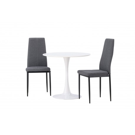 Rundt Spisebordssæt Hamden med 2 stole Petra