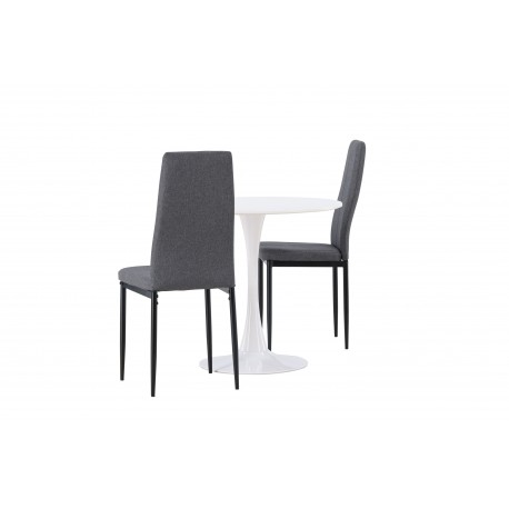 Rundt Spisebordssæt Hamden med 2 stole Petra