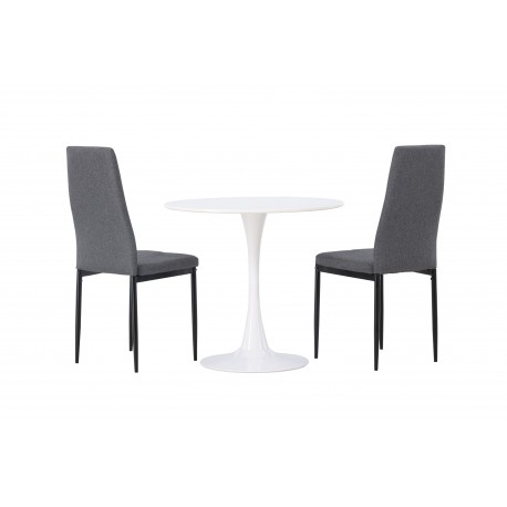 Rundt Spisebordssæt Hamden med 2 stole Petra