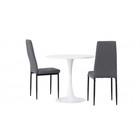 Rundt Spisebordssæt Hamden med 2 stole Petra