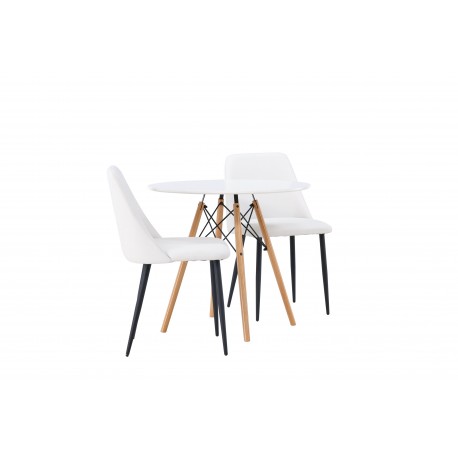 Rundt Spisebordssæt Danburi med stole Night - Hvid