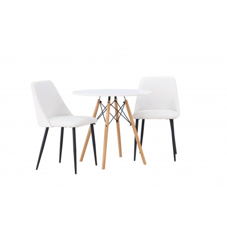 Rundt Spisebordssæt Danburi med stole Night - Hvid