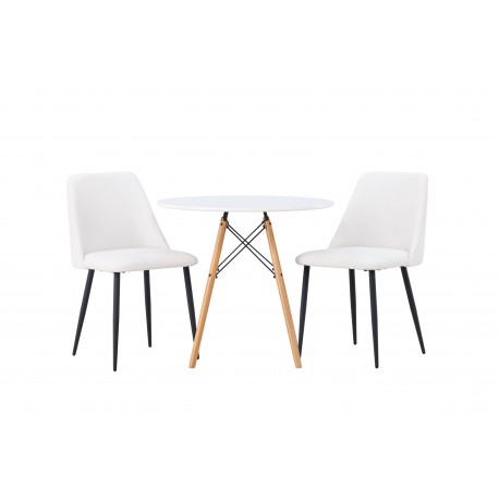 Rundt Spisebordssæt Danburi med stole Night - Hvid