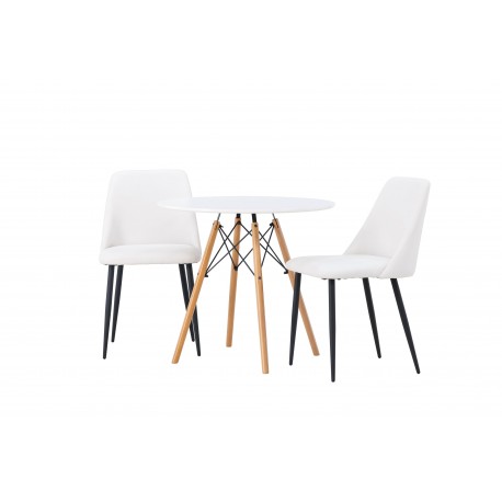 Rundt Spisebordssæt Danburi med stole Night - Hvid