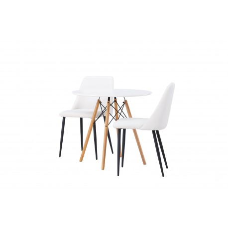 Rundt Spisebordssæt Danburi med stole Night - Hvid