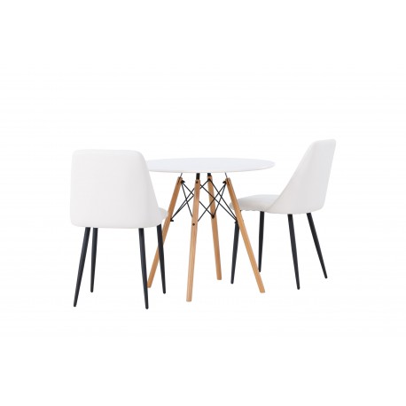 Rundt Spisebordssæt Danburi med stole Night - Hvid