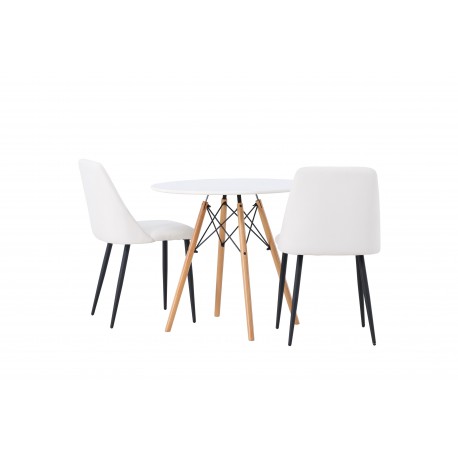 Rundt Spisebordssæt Danburi med stole Night - Hvid