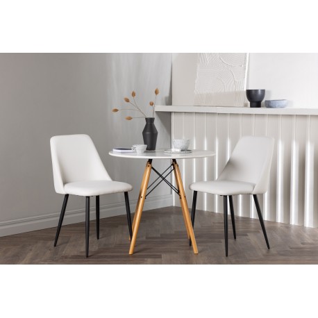 Rundt Spisebordssæt Danburi med stole Night - Hvid