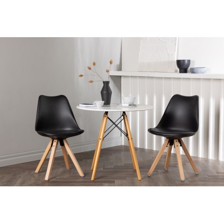 Rundt Spisebordssæt Danburi med Zeno stole - Sort og Hvid