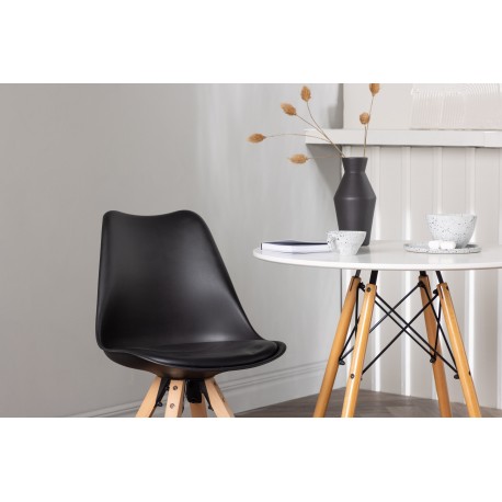 Rundt Spisebordssæt Danburi med Zeno stole - Sort og Hvid