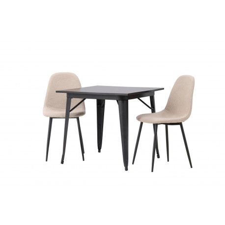 Spisebordssæt Tempe med Spisebordsstole Polar - Beige og Sort