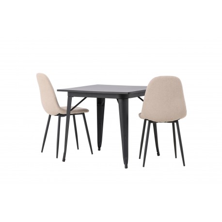 Spisebordssæt Tempe med Spisebordsstole Polar - Beige og Sort