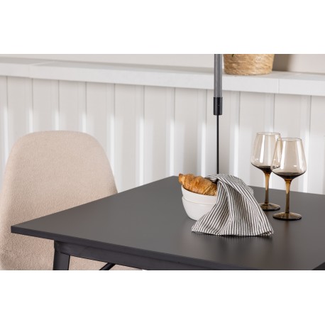 Spisebordssæt Tempe med Spisebordsstole Polar - Beige og Sort