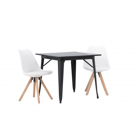 Spisebordssæt Tempe med Zeno Spisebordsstole - Sort og Hvid