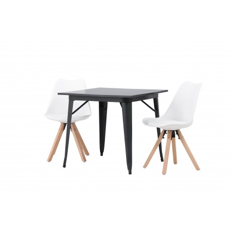 Spisebordssæt Tempe med Zeno Spisebordsstole - Sort og Hvid