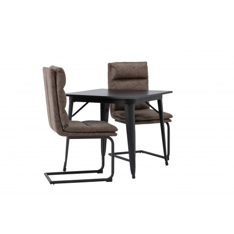 Spisebordssæt Tempe med Zizo Spisebordsstole - Sort og Brun