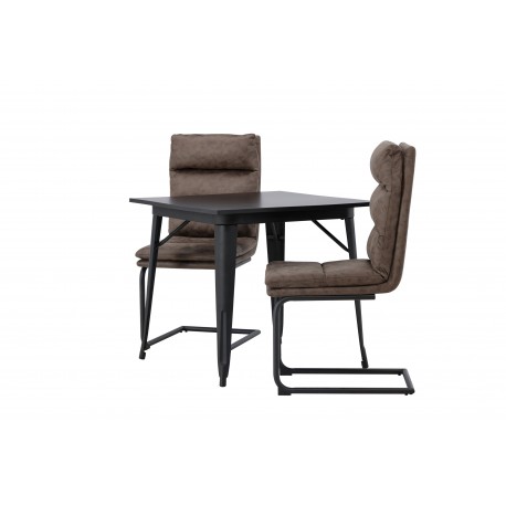 Spisebordssæt Tempe med Zizo Spisebordsstole - Sort og Brun