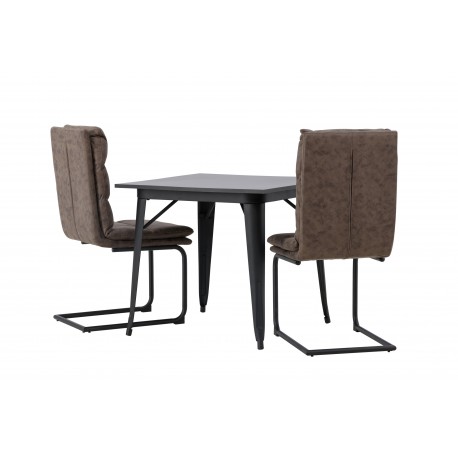 Spisebordssæt Tempe med Zizo Spisebordsstole - Sort og Brun