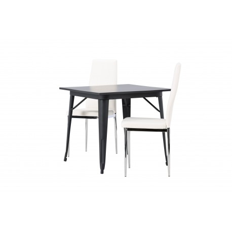 Spisebordssæt Tempe med Pastill Spisebordsstole - Sort og Hvid