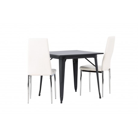 Spisebordssæt Tempe med Pastill Spisebordsstole - Sort og Hvid