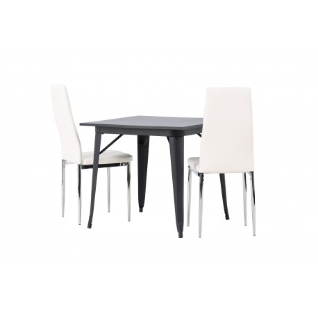 Spisebordssæt Tempe med Pastill Spisebordsstole - Sort og Hvid