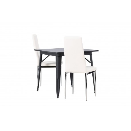 Spisebordssæt Tempe med Pastill Spisebordsstole - Sort og Hvid