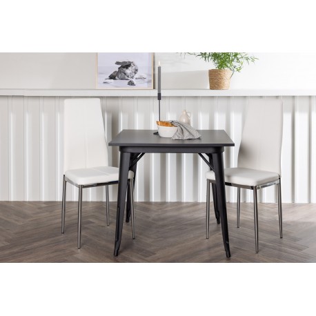 Spisebordssæt Tempe med Pastill Spisebordsstole - Sort og Hvid