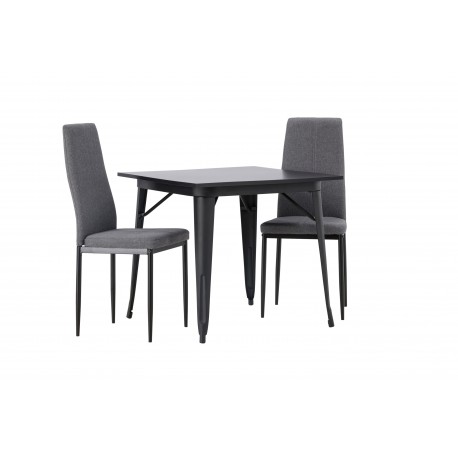 Spisebordssæt Tempe med Spisebordsstole Petra - Sort og Mørkegrå