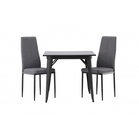 Spisebordssæt Tempe med Spisebordsstole Petra - Sort og Mørkegrå