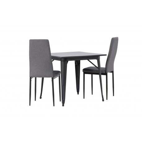 Spisebordssæt Tempe med Spisebordsstole Petra - Sort og Mørkegrå