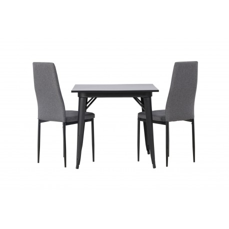 Spisebordssæt Tempe med Spisebordsstole Petra - Sort og Mørkegrå