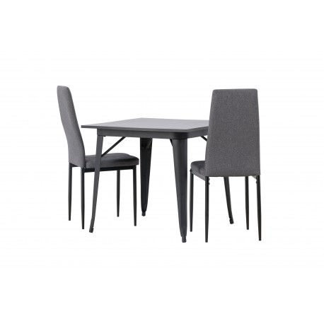 Spisebordssæt Tempe med Spisebordsstole Petra - Sort og Mørkegrå