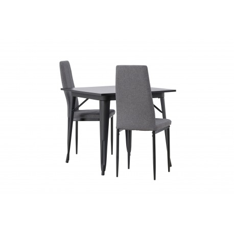 Spisebordssæt Tempe med Spisebordsstole Petra - Sort og Mørkegrå