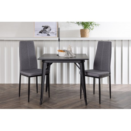 Spisebordssæt Tempe med Spisebordsstole Petra - Sort og Mørkegrå
