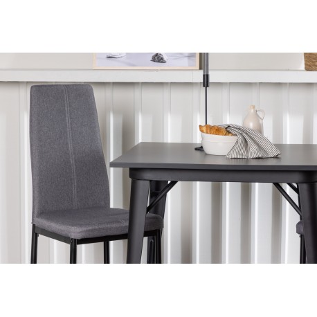 Spisebordssæt Tempe med Spisebordsstole Petra - Sort og Mørkegrå