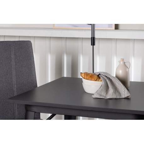 Spisebordssæt Tempe med Spisebordsstole Petra - Sort og Mørkegrå