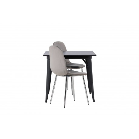Spisebordssæt Tempe med Spisebordsstolene Eva - Sort og Lysegrå