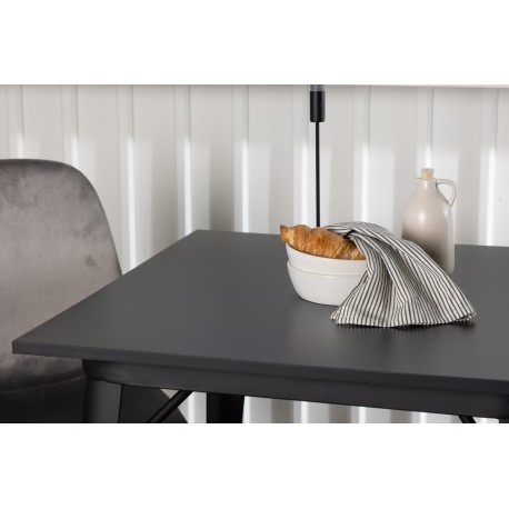 Spisebordssæt Tempe med Spisebordsstolene Eva - Sort og Lysegrå