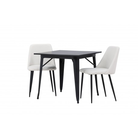 Spisebordssæt Tempe med Night Spisebordsstole - Sort og Hvid